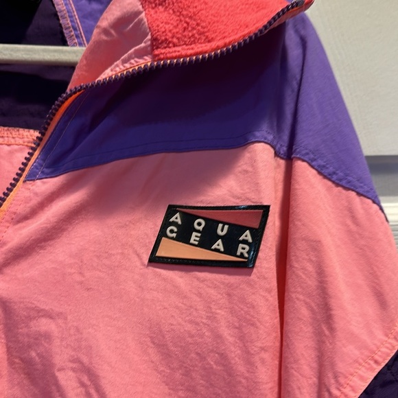 Vintage 80s Nike Aqua Gear Neon Orange Windbreaker Jacket XL - Picture 7 of 8